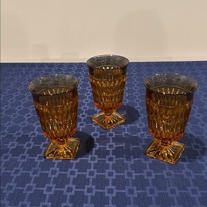 Vintage Indiana Glass Goblets Set of 3 Mt Vernon pattern 6 in